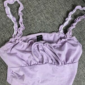 SHEIN Purple Camisole Ruched Tie Front Crop Top